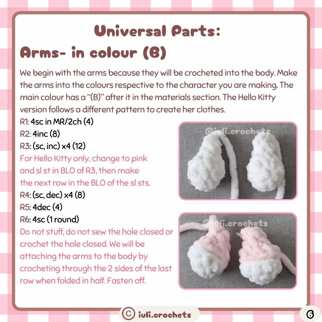 Free No-Sew Crochet Pattern for Sanrio Characters: Hello Kitty, My Melody, Pompompurin, Cinnamoroll, Kuromi and Keroppi
