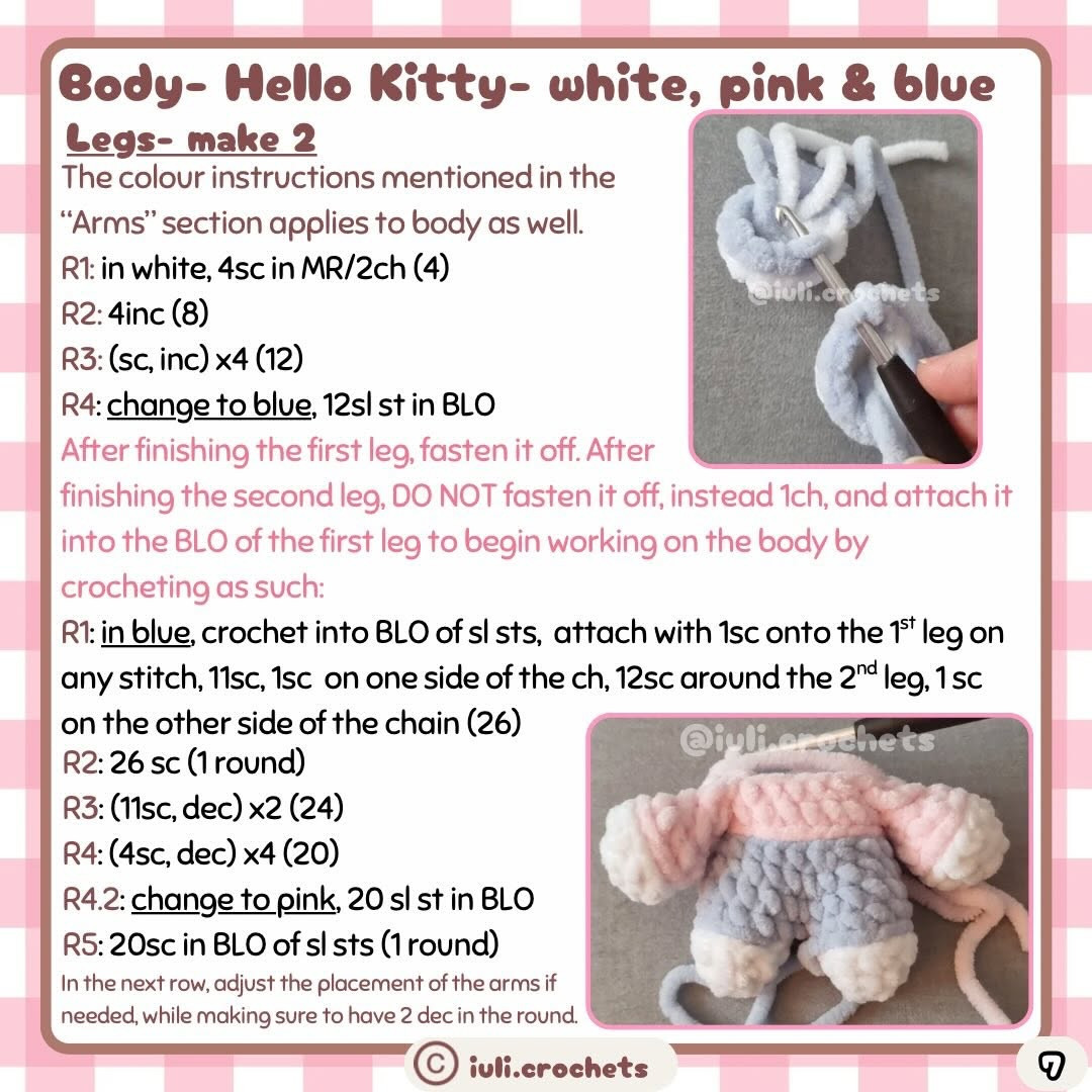 Free No-Sew Crochet Pattern for Sanrio Characters: Hello Kitty, My Melody, Pompompurin, Cinnamoroll, Kuromi and Keroppi