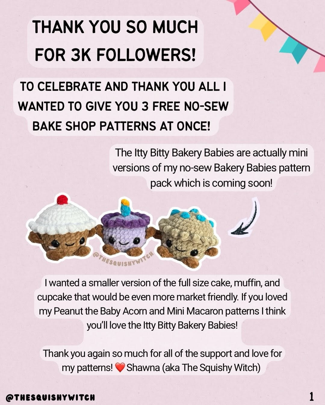 Free No-Sew Itty Bitty Bakery Babies Pattern: Cake, Muffin, & Cupcake Amigurumi
