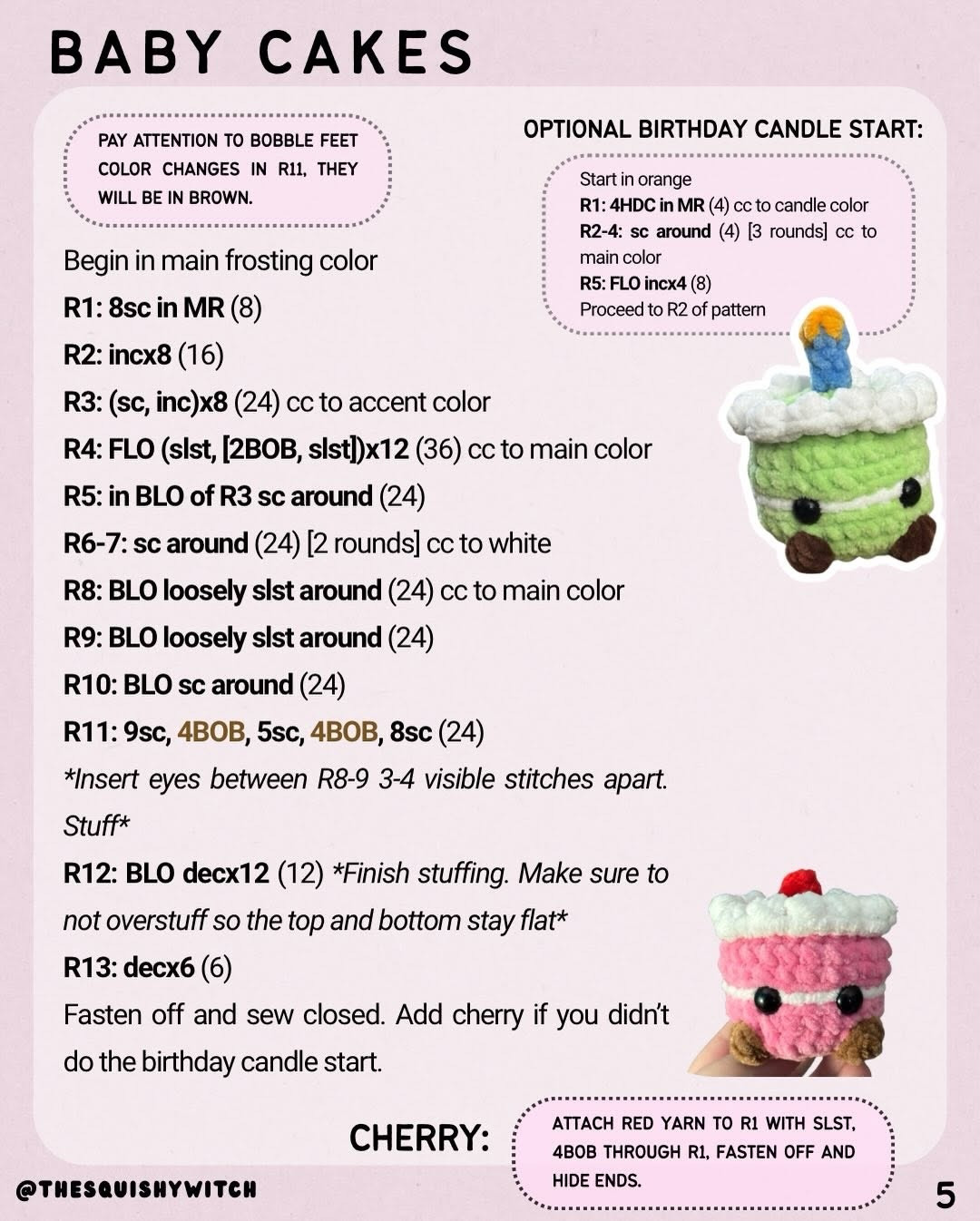 Free No-Sew Itty Bitty Bakery Babies Pattern: Cake, Muffin, & Cupcake Amigurumi