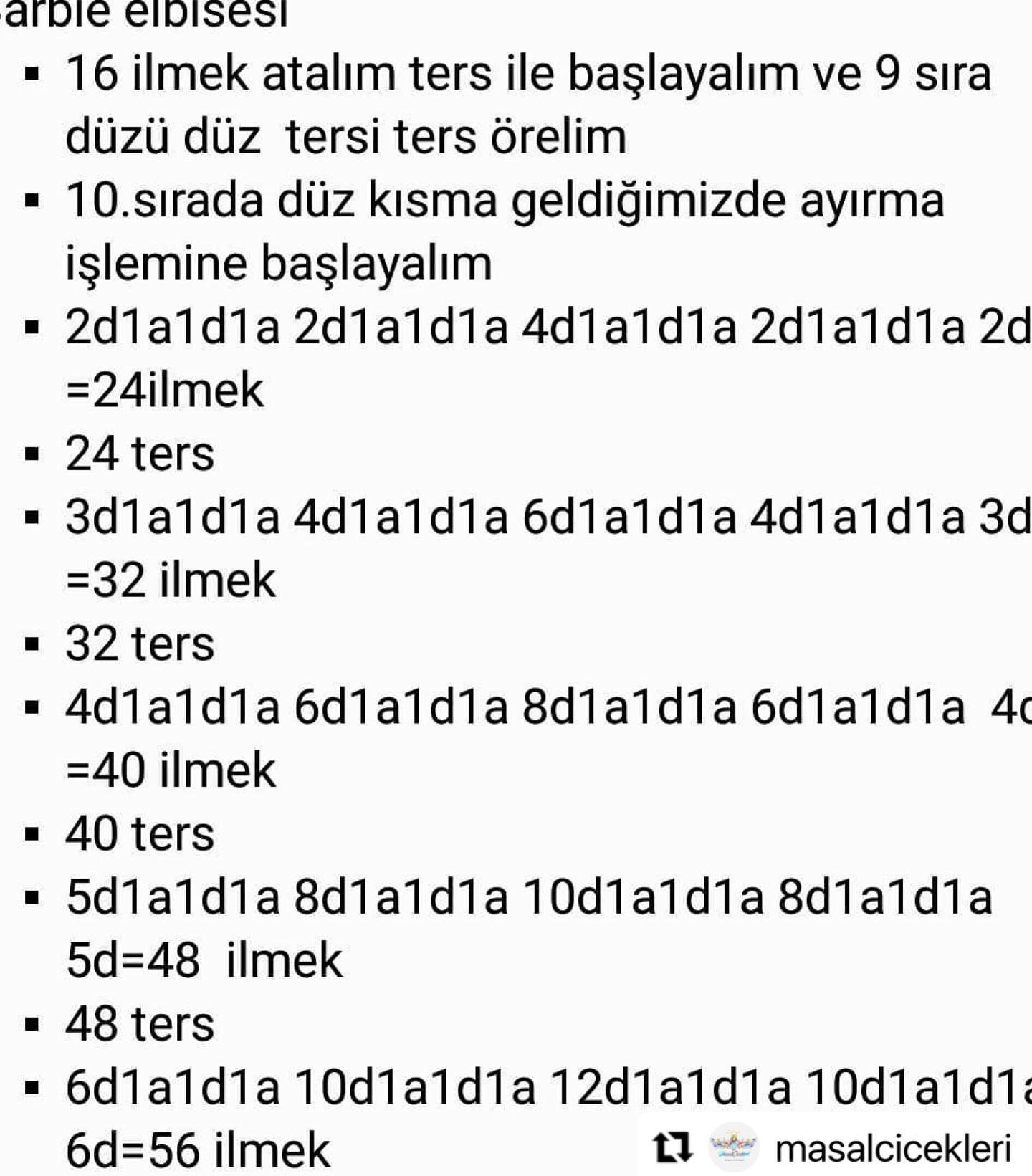 Free pattern Barbie elbisesi: Gerekli terimler ve adım adım örneği