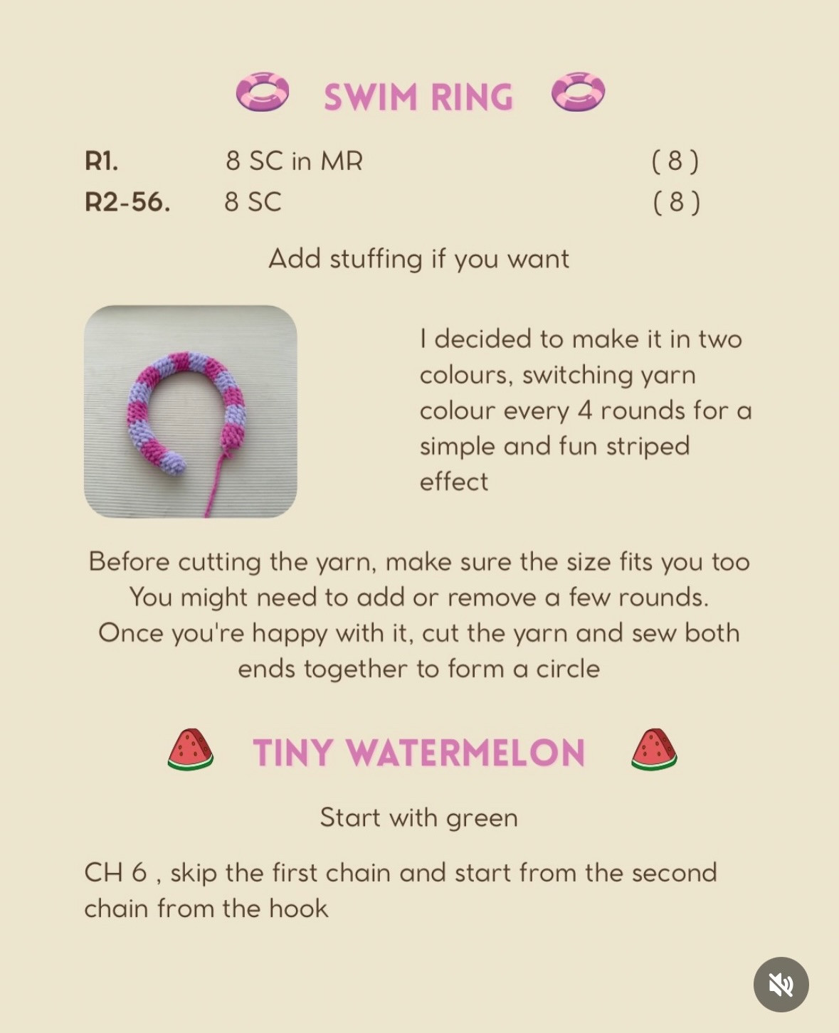Free Pattern: Chubby Summer Capybara with Watermelon Slice and Swim Ring