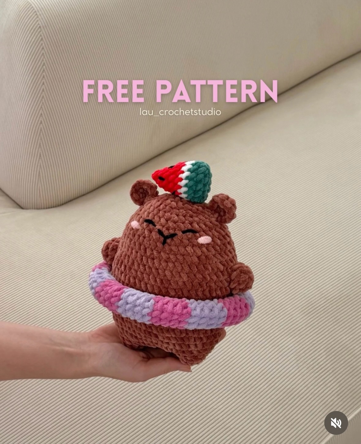 Free Pattern: Chubby Summer Capybara with Watermelon Slice and Swim Ring