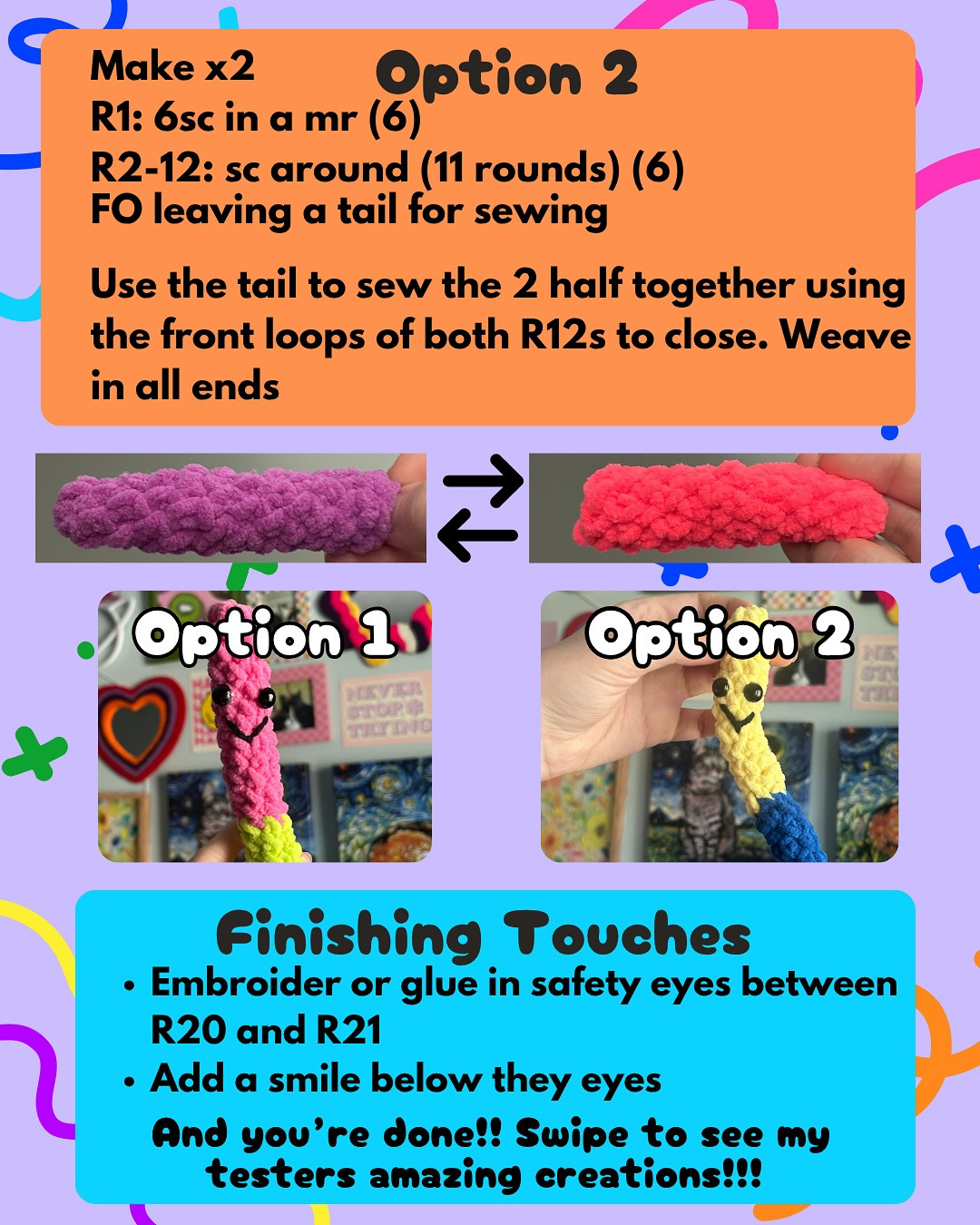 Free Pattern: Fidget Gummy Worms Crochet Tutorial
