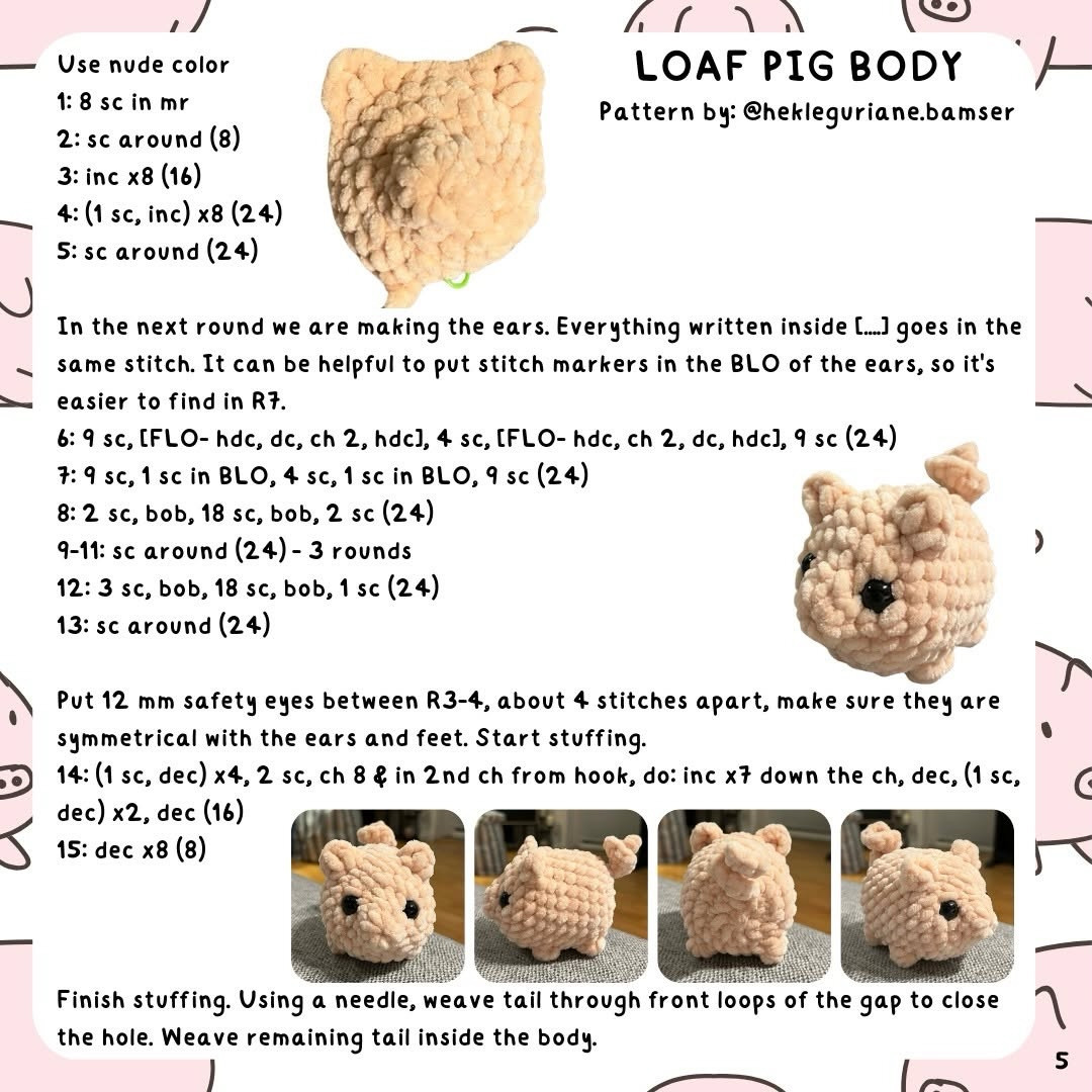 Free Pattern - Loaf Pigs Amigurumi Crochet by @hekleguriane.bamser