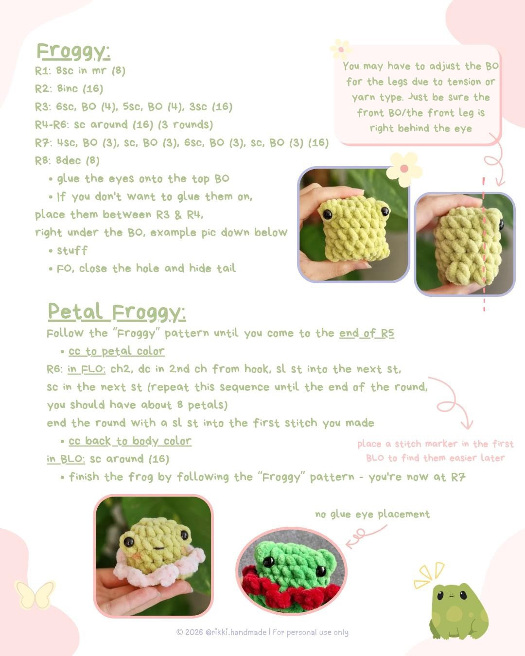 Free Pattern: Lovely Froggies - Cute Green Crochet Amigurumi Tutorials