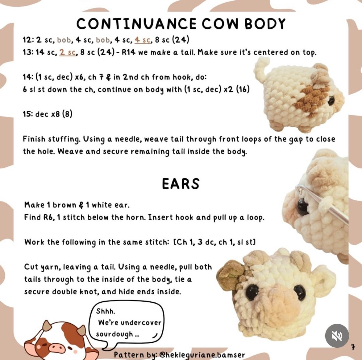 Free Pattern: No Sew Loaf Cows Amigurumi Crochet by Hekleguriane Bamser