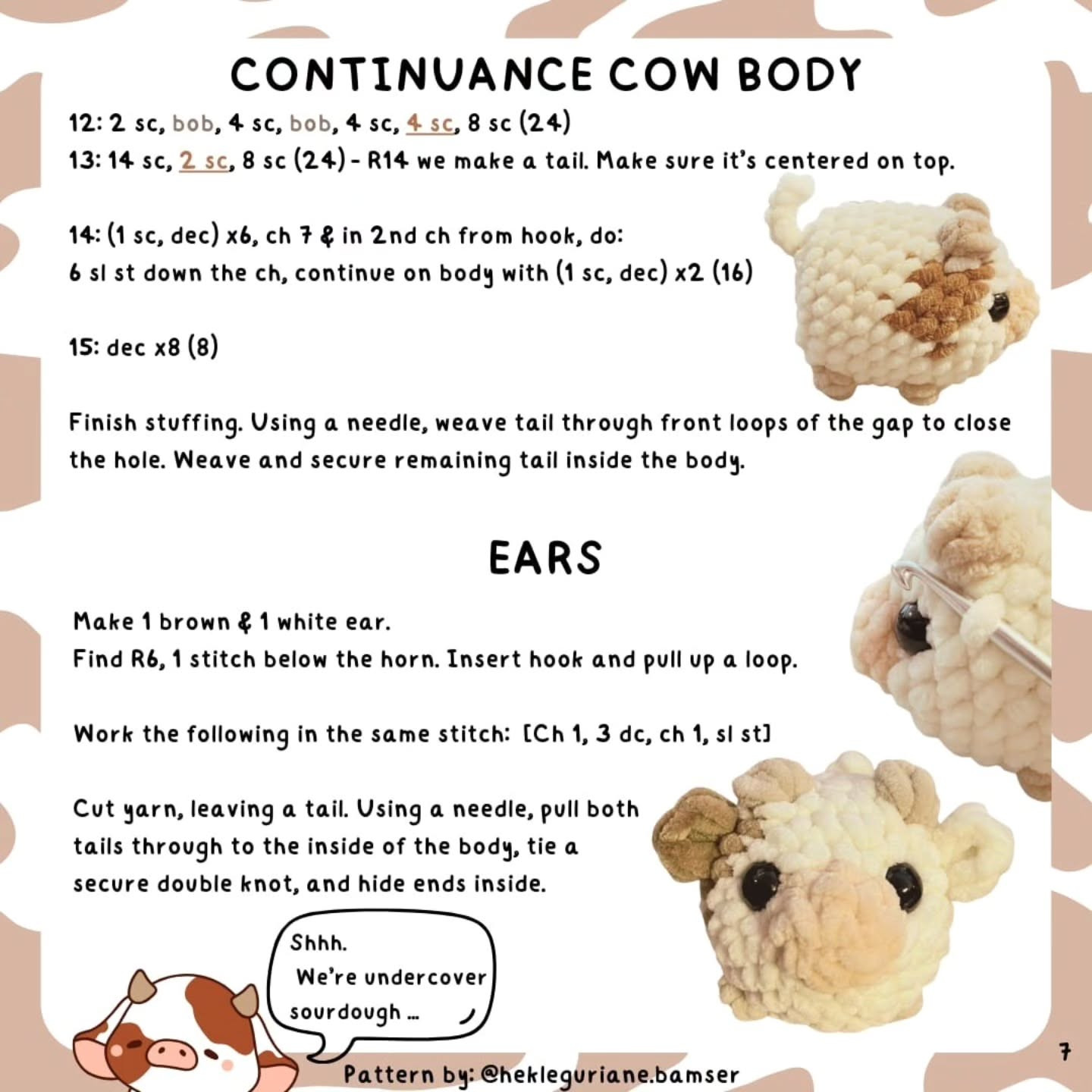 Free Pattern No Sew Loaf Cows: Cute Chenille Yarn Amigurumi Cow Doll
