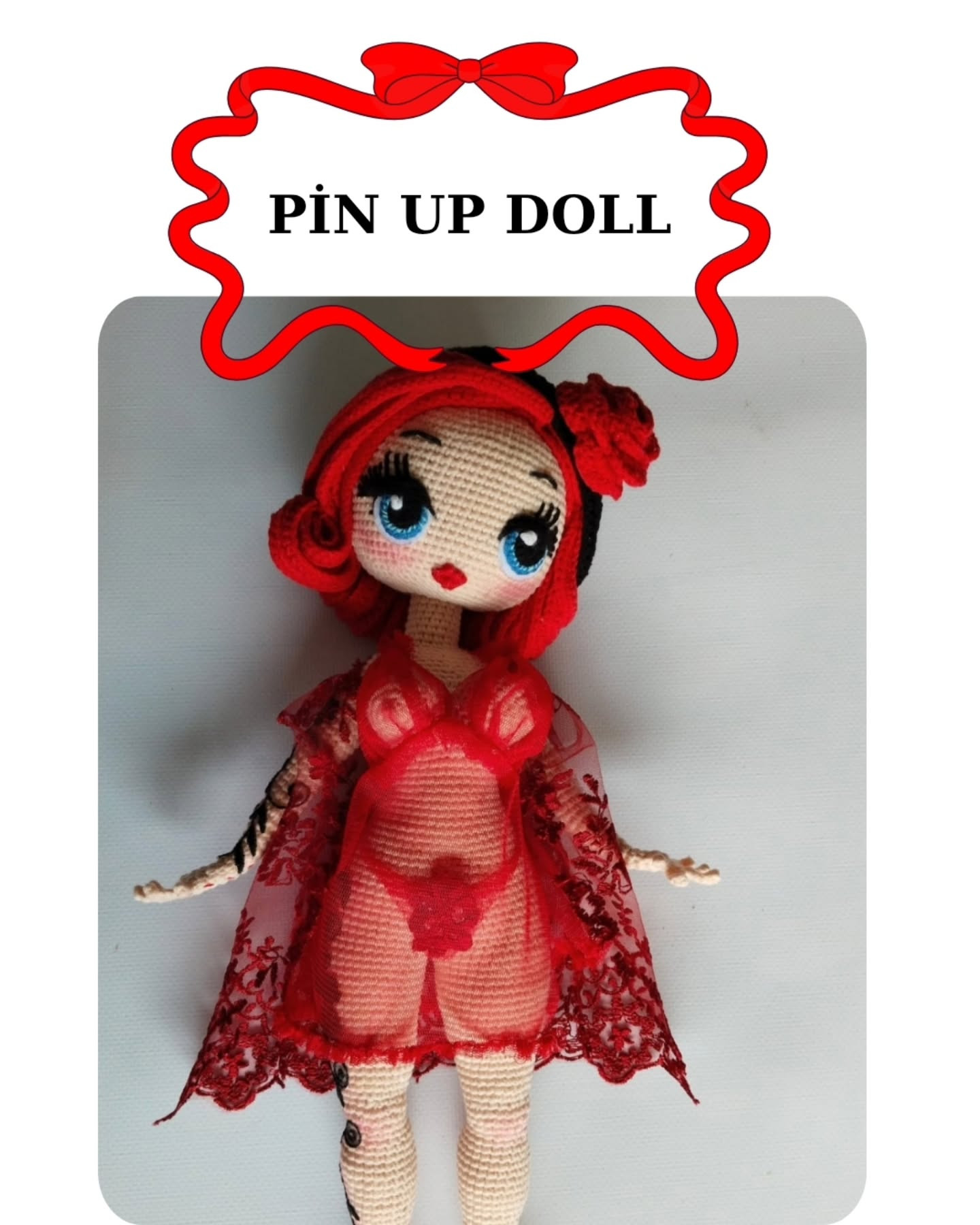 Free Pattern: Sexy Pin-Up Girl Amigurumi Doll with Red Hair and Lace Outfit