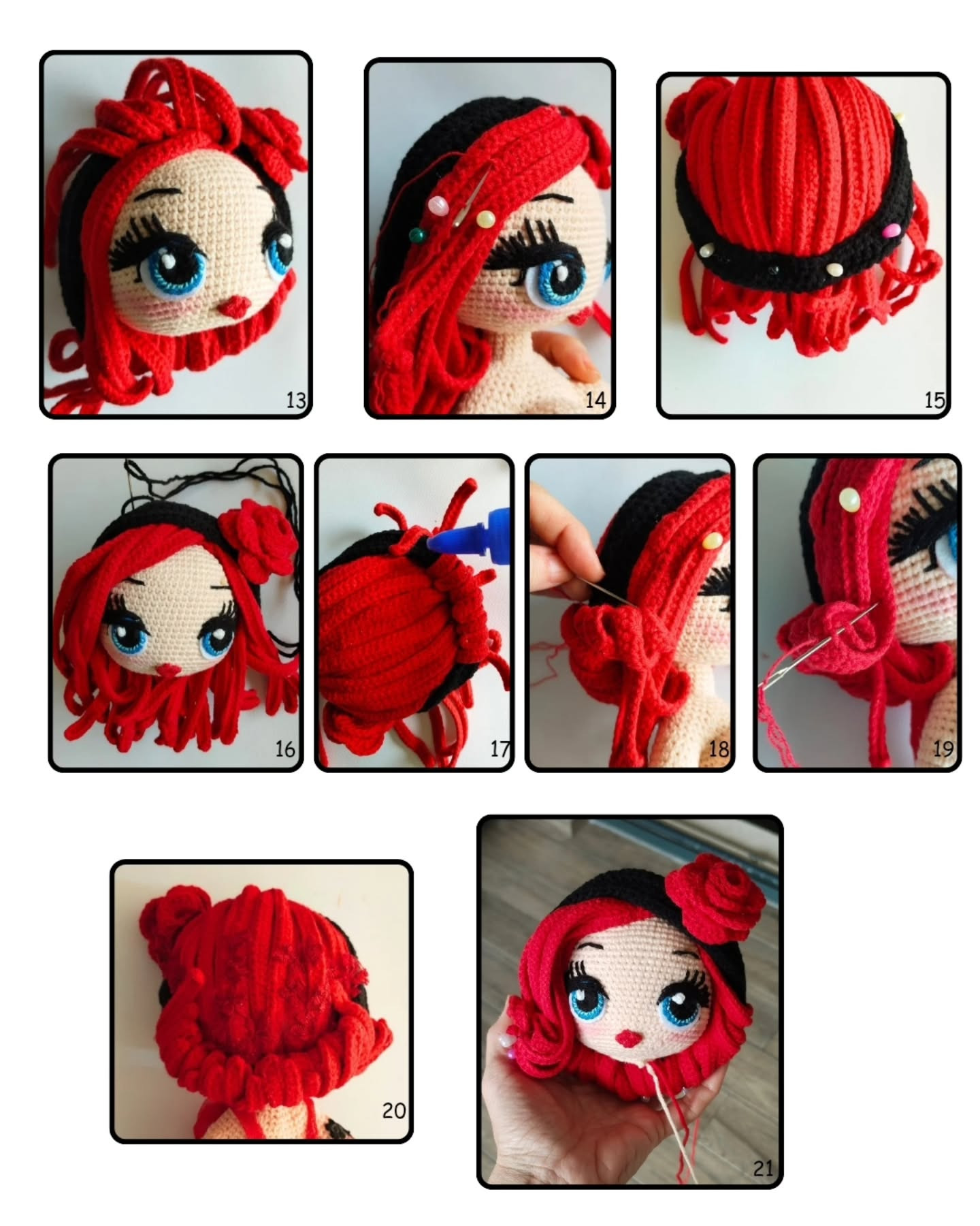 Free Pattern: Sexy Pin-Up Girl Amigurumi Doll with Red Hair and Lace Outfit