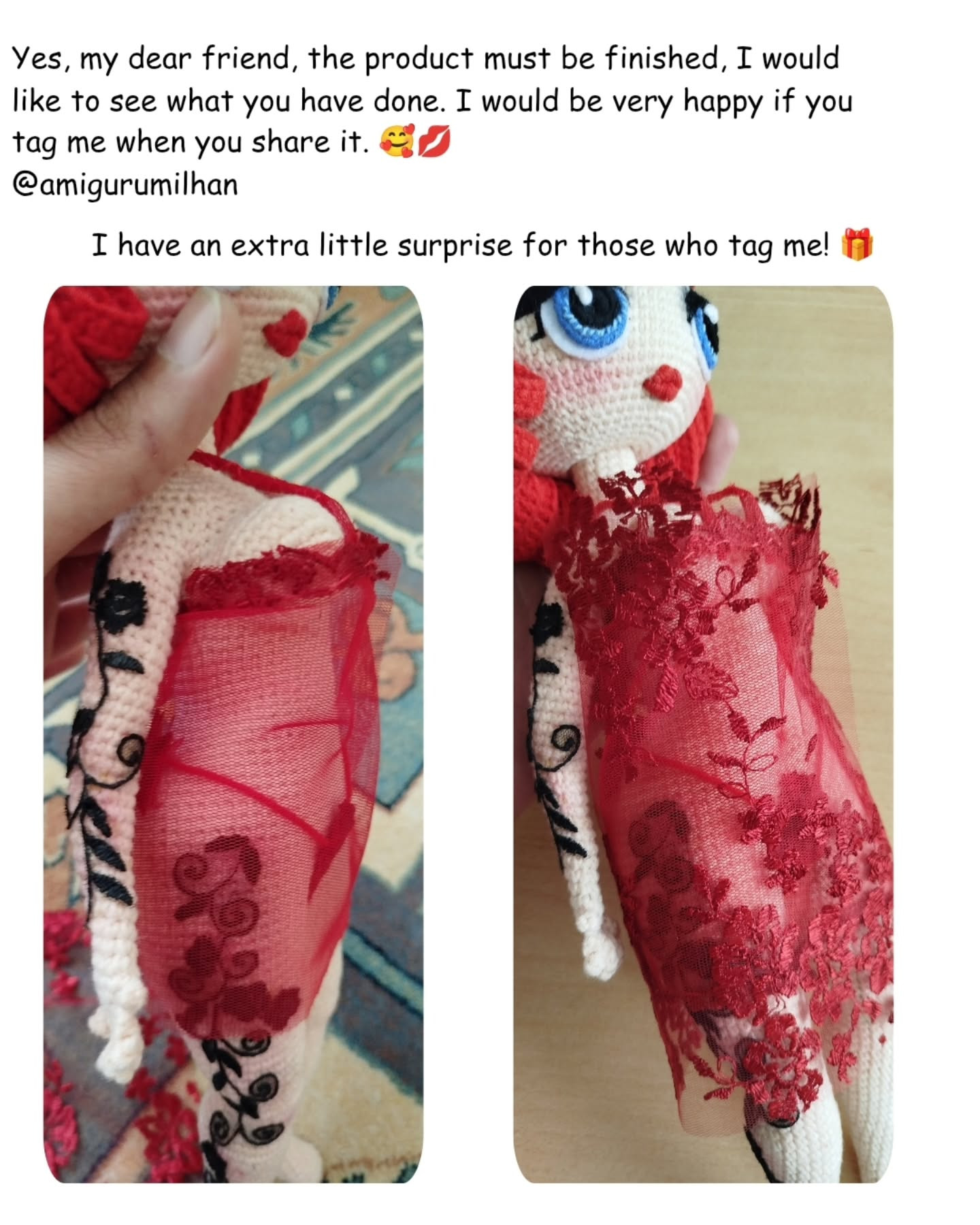 Free Pattern: Sexy Pin-Up Girl Amigurumi Doll with Red Hair and Lace Outfit
