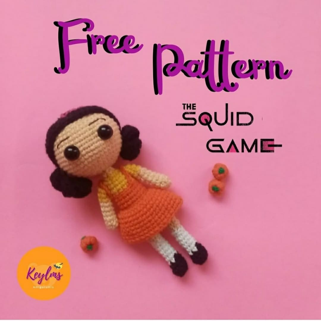 Free Pattern: The Squid Game Doll Amigurumi - Crochet Instructions for Head, Body, and Legs