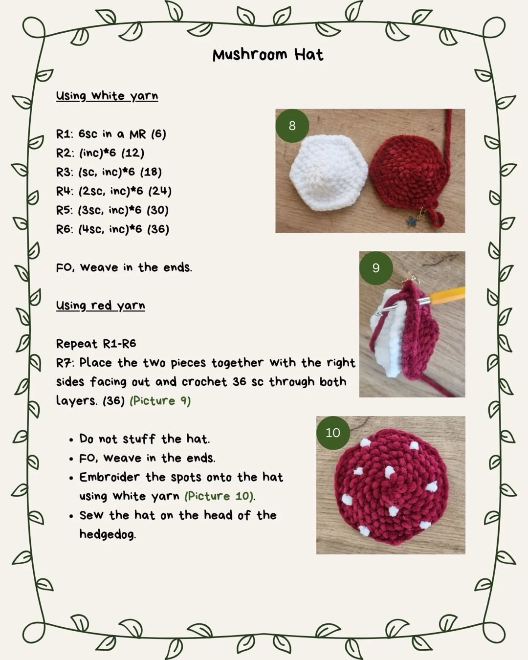 Free Pattern: Toadie the Tiny Hedgehog with Mushroom Hat