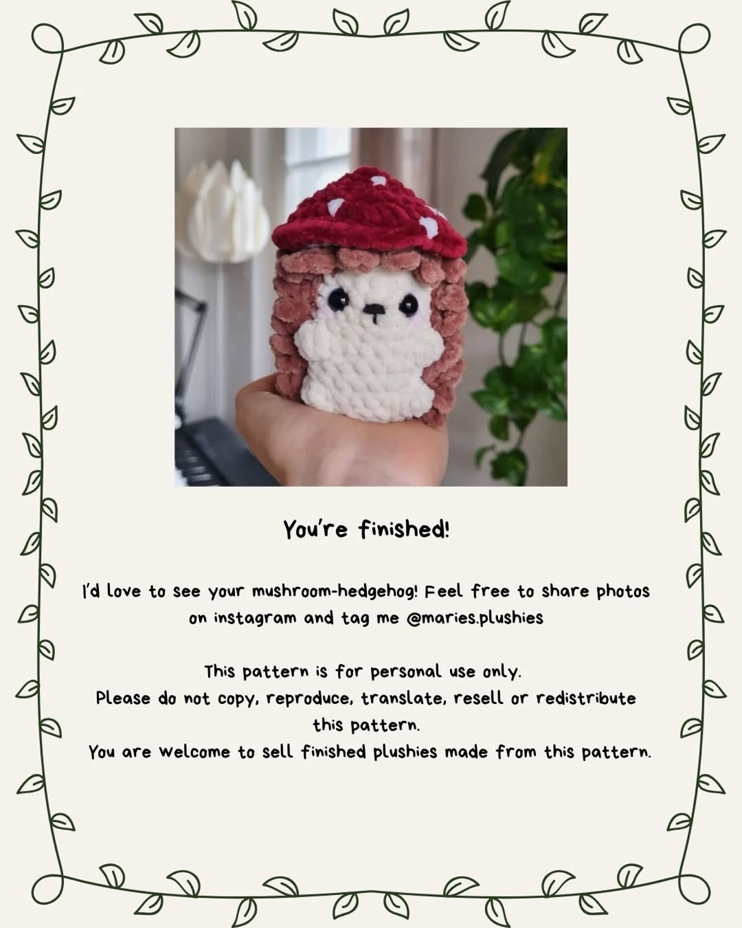 Free Pattern: Toadie the Tiny Hedgehog with Mushroom Hat