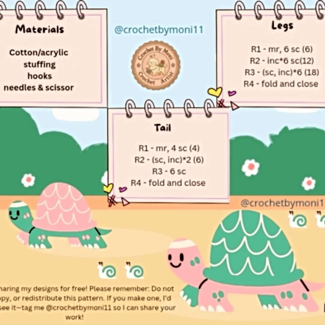 Free Reversible Turtle Coaster Amigurumi Crochet Pattern with Chart Instructions