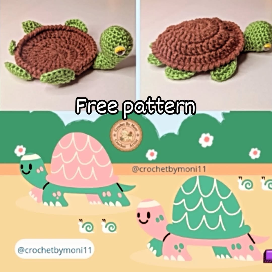 Free Reversible Turtle Coaster Amigurumi Crochet Pattern with Chart Instructions