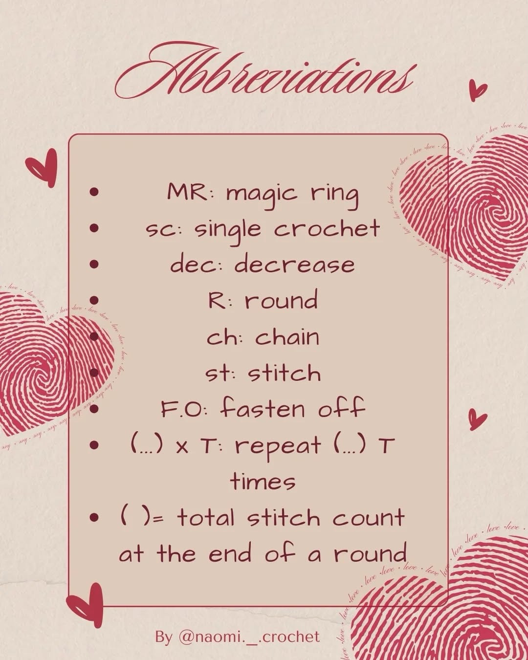 Free Small Loving Heart Pattern: Cute Red Chenille Amigurumi with Blush and Hugging Hands