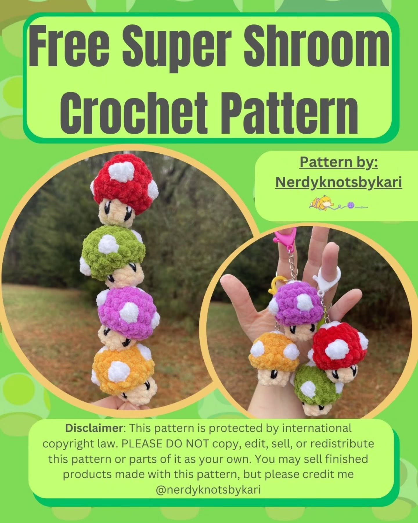 Free Super Shroom Crochet Pattern: Cute Mushroom Keychain Amigurumi Tutorial