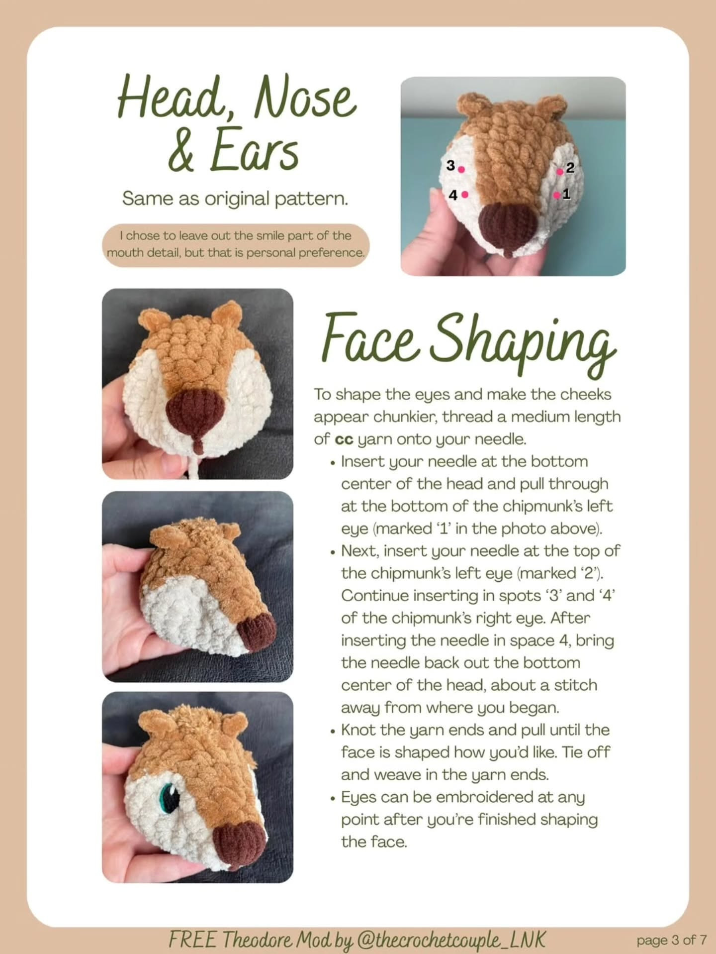 Free Theodore Mod: Crochet Pattern for Charlie the Baby Chipmunk Snuggler with Green Hoodie
