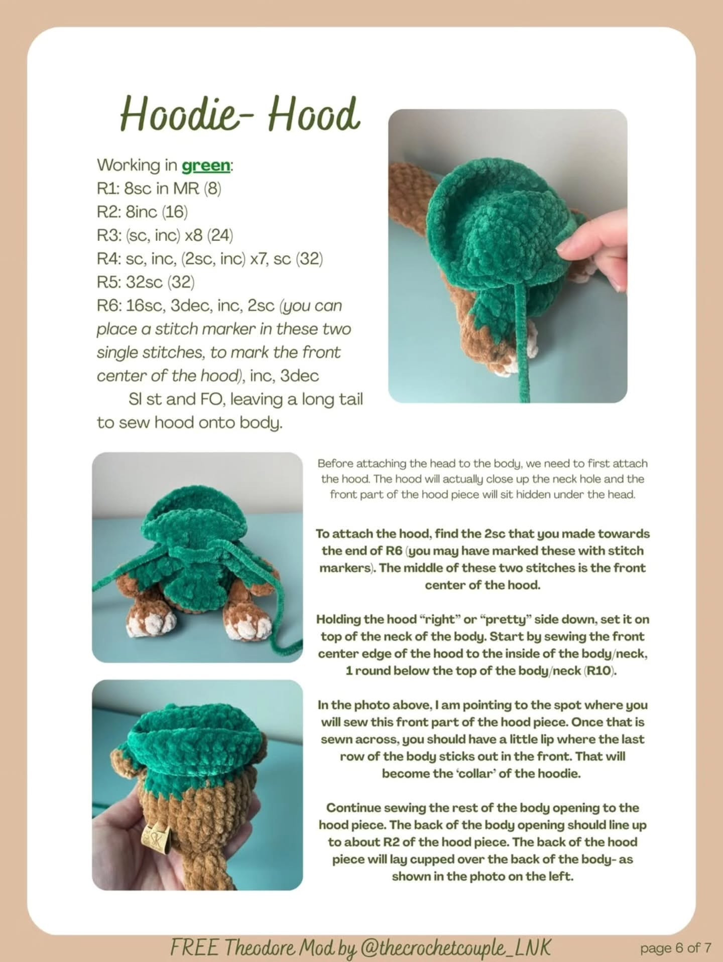 Free Theodore Mod: Crochet Pattern for Charlie the Baby Chipmunk Snuggler with Green Hoodie