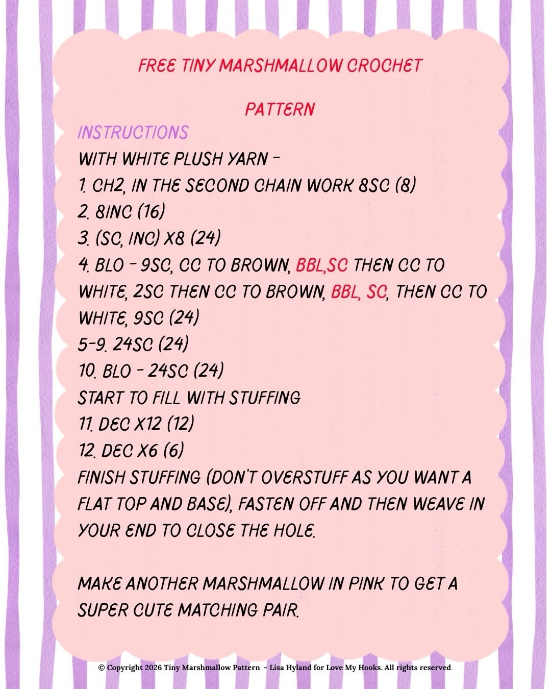 Free Tiny Marshmallow Crochet Pattern: Adorable Pink and White Amigurumi Dolls with Detailed Instructions