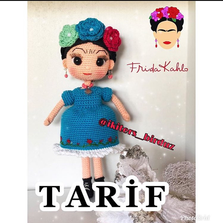 Frida Kahlo Amigurumi Doll Crochet Pattern