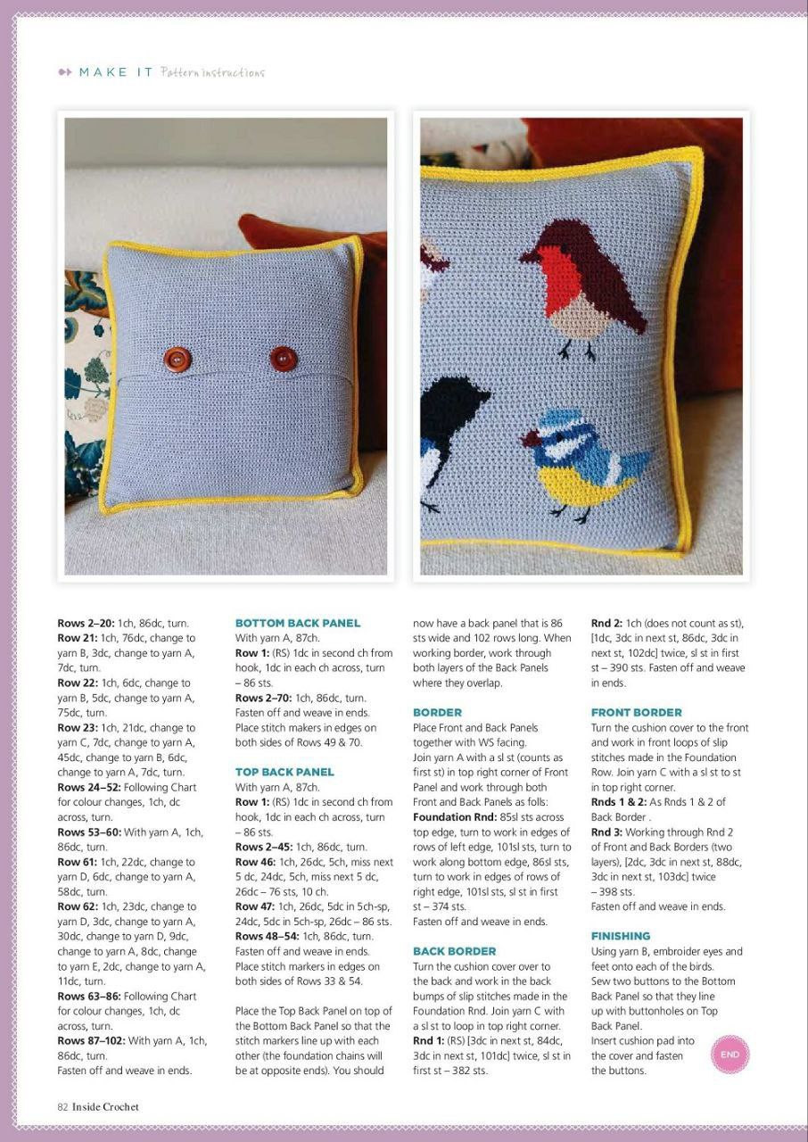 Garden Birds Cushion: Tapestry Crochet Pattern with Chart and Instructions