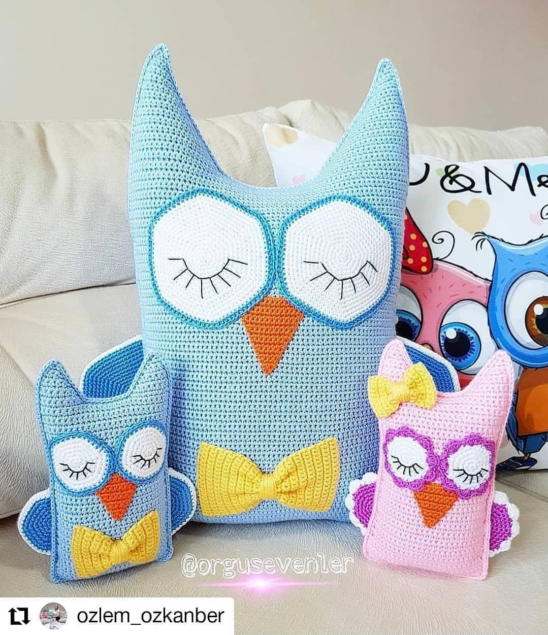 Gấu cú mèo móc len dễ thương, hướng dẫn chi tiết bằng tiếng Thổ Nhĩ Kỳ