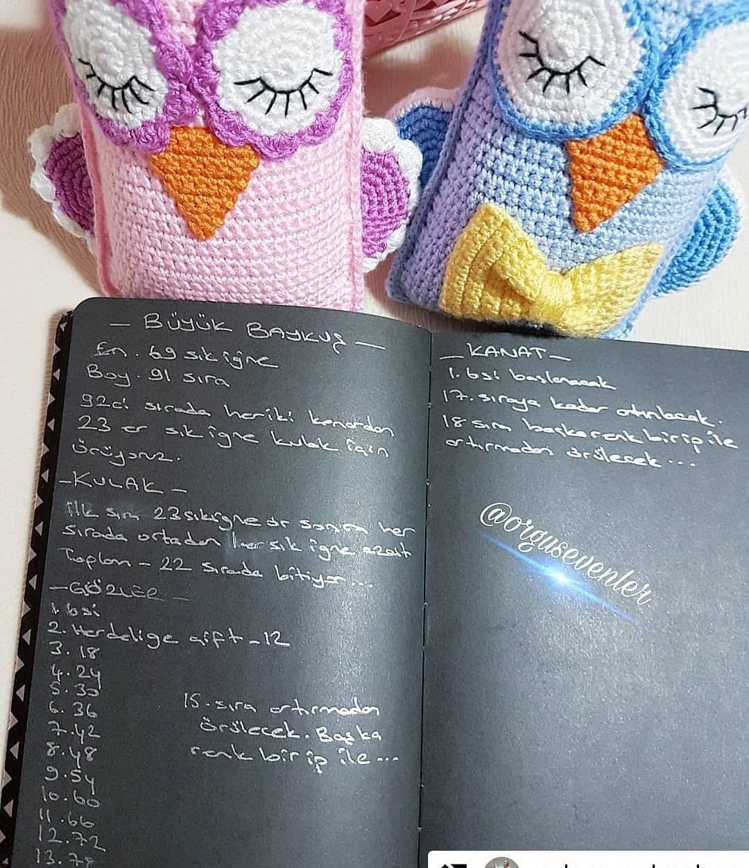 Gấu cú mèo móc len dễ thương, hướng dẫn chi tiết bằng tiếng Thổ Nhĩ Kỳ