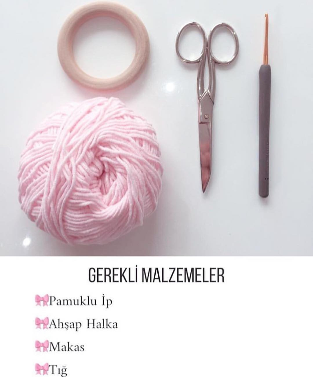 Gerekli Malzemeler ve Adım Adım Móc Len Nơ Tóc Hình Thoi Màu Hồng