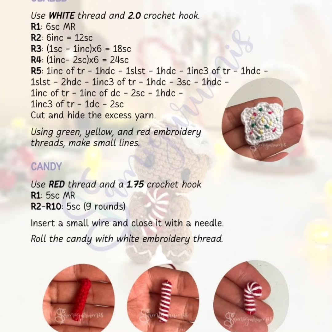 Gingy Gingerbread Man Free Crochet Amigurumi Pattern with Materials and Step-by-Step Instructions