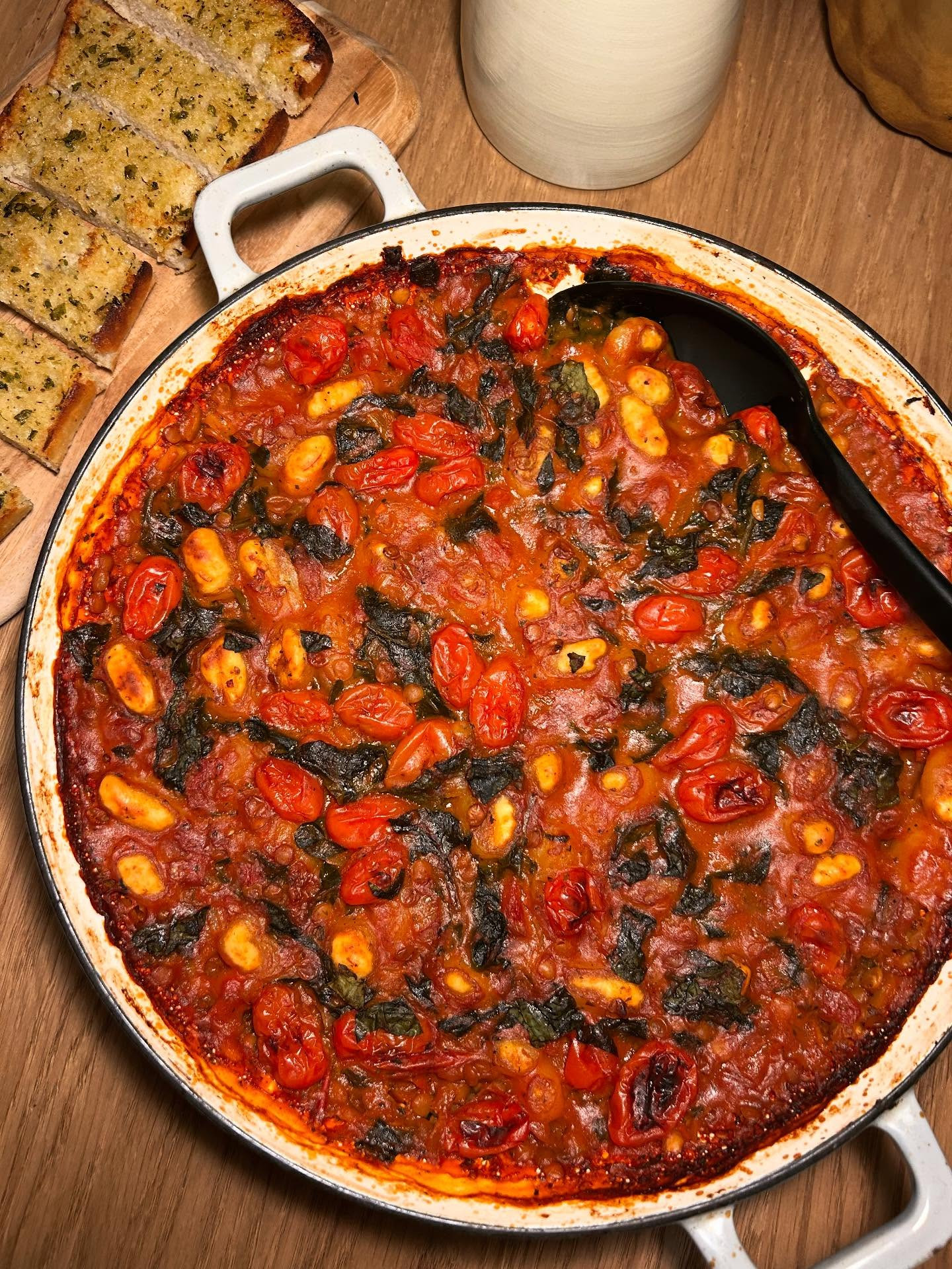 Gnocchi, Lentil & Tomato Bake: A Cozy One-Pan Vegan Meal with Spinach and Basil