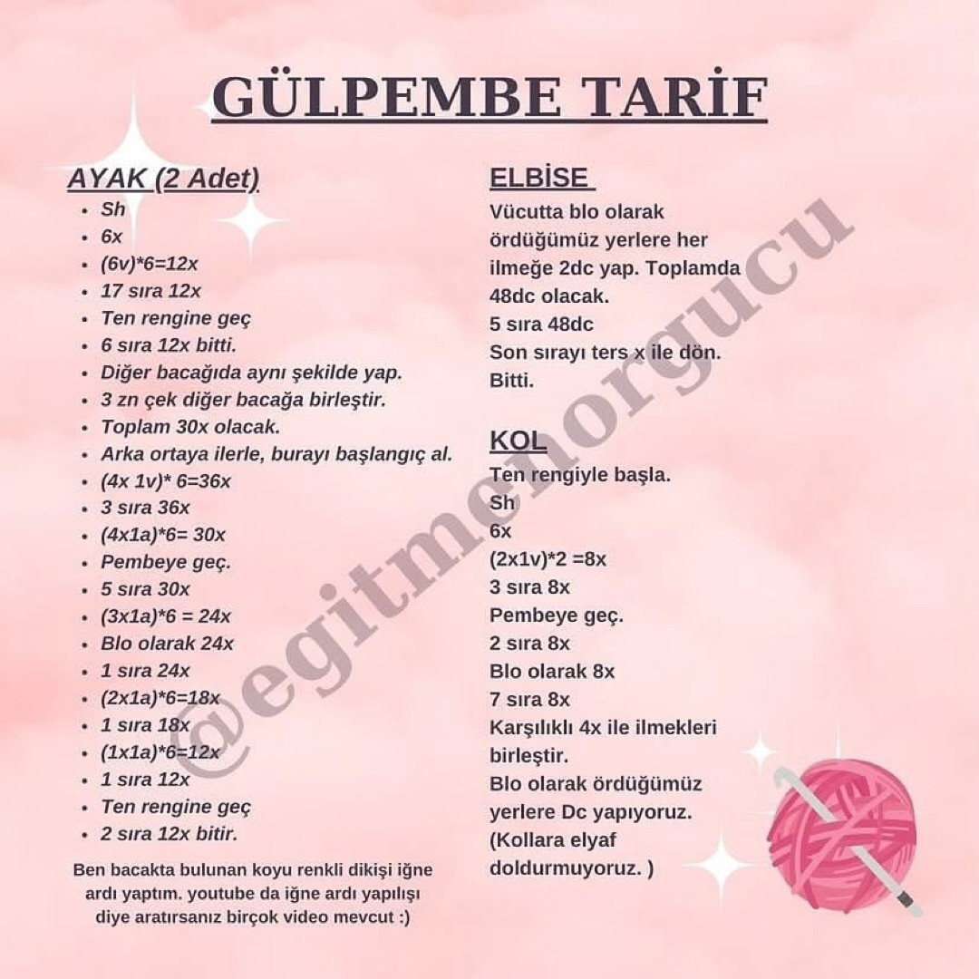 GülPembe Amigurumi Bebek Makiş Örgü Tarifi - Ücretsiz Şemsiye Desenli Pembe Elbiseli Bébė