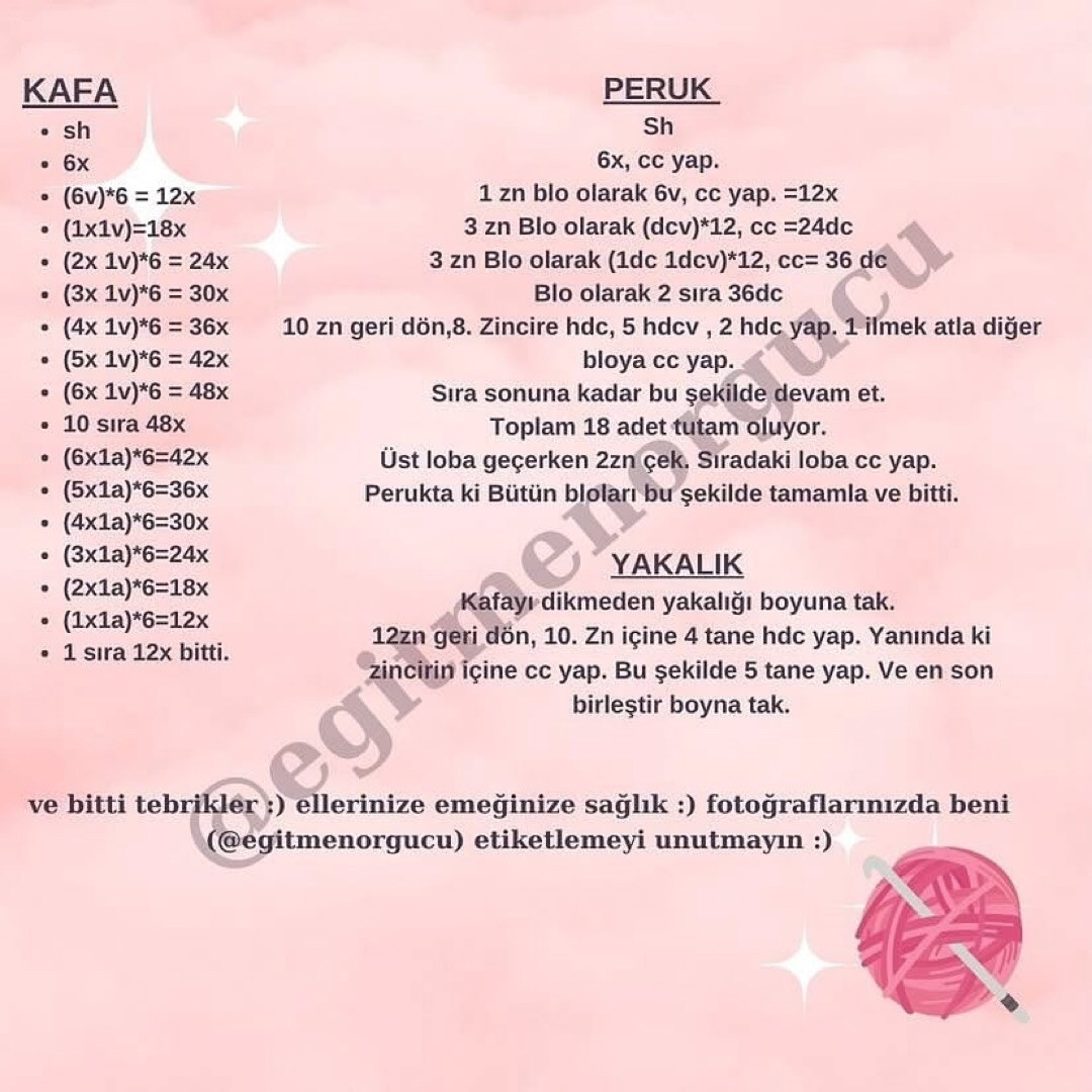 GülPembe Amigurumi Bebek Makiş Örgü Tarifi - Ücretsiz Şemsiye Desenli Pembe Elbiseli Bébė