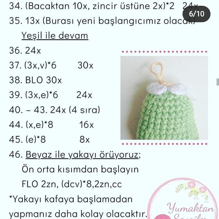 Güzide Bebek - Hướng dẫn móc len búp bê mặc váy xanh lá và tóc nâu