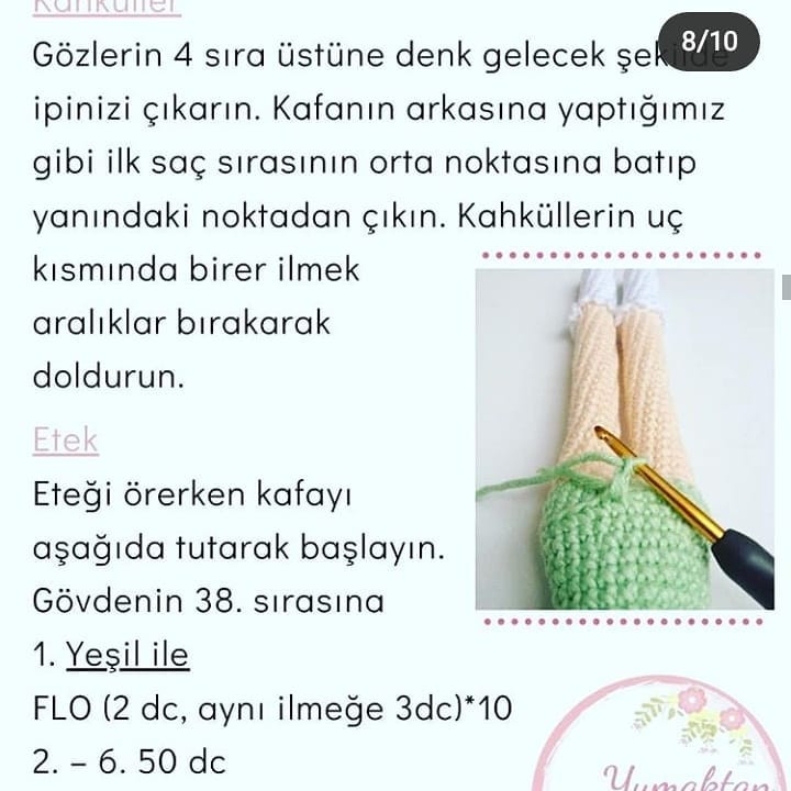 Güzide Bebek - Hướng dẫn móc len búp bê mặc váy xanh lá và tóc nâu