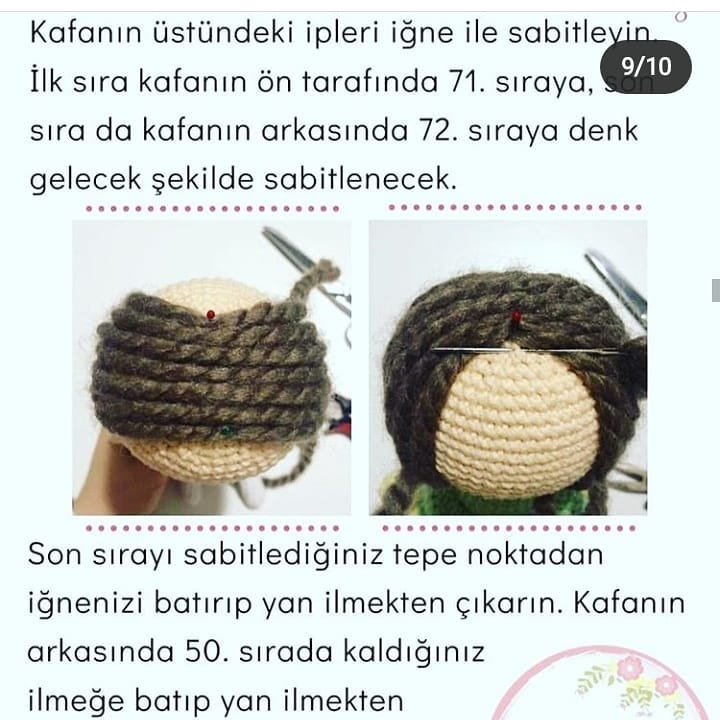 Güzide Bebek - Hướng dẫn móc len búp bê mặc váy xanh lá và tóc nâu