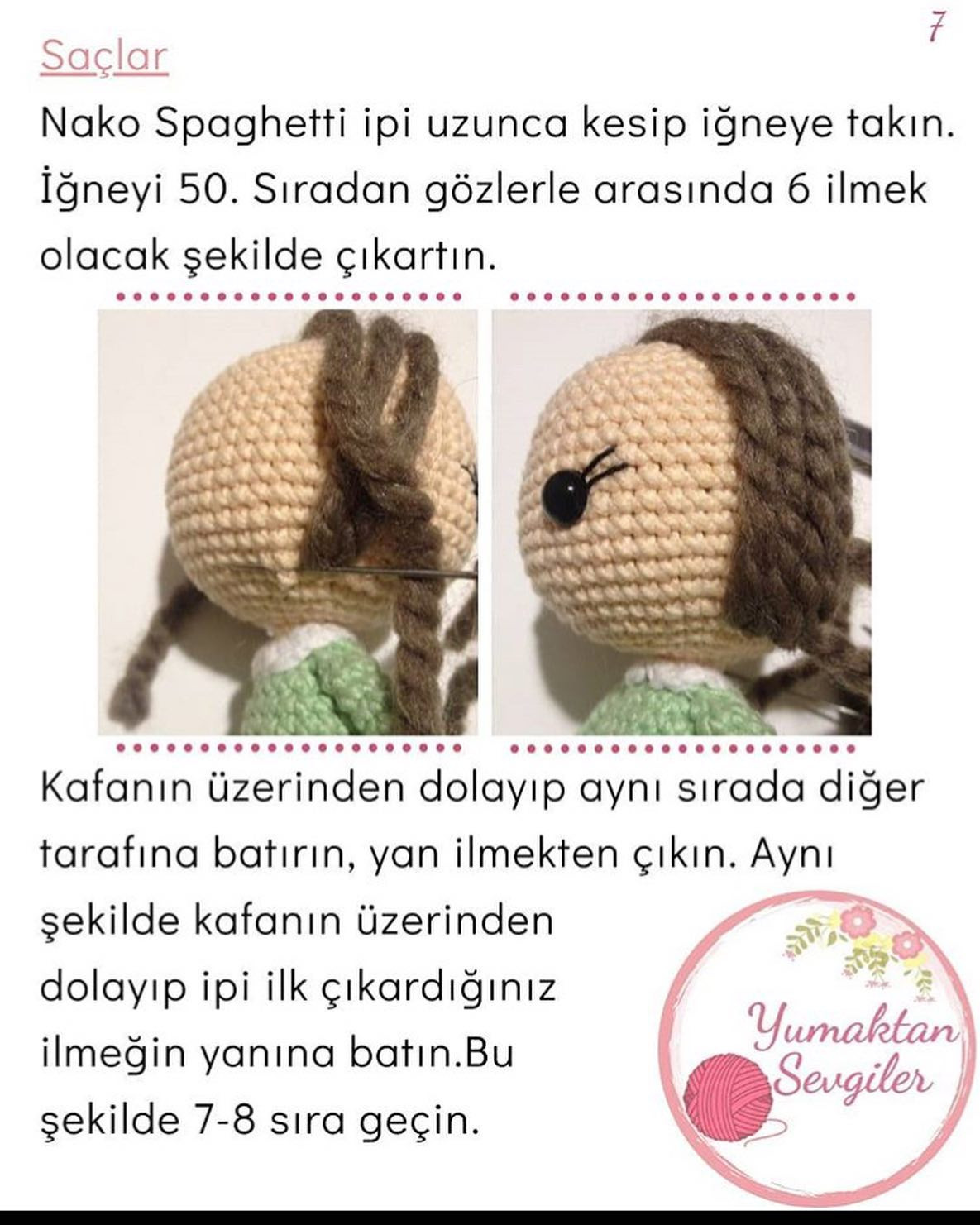 Güzide Bebek - Hướng dẫn móc len búp bê mặc váy xanh lá và tóc nâu