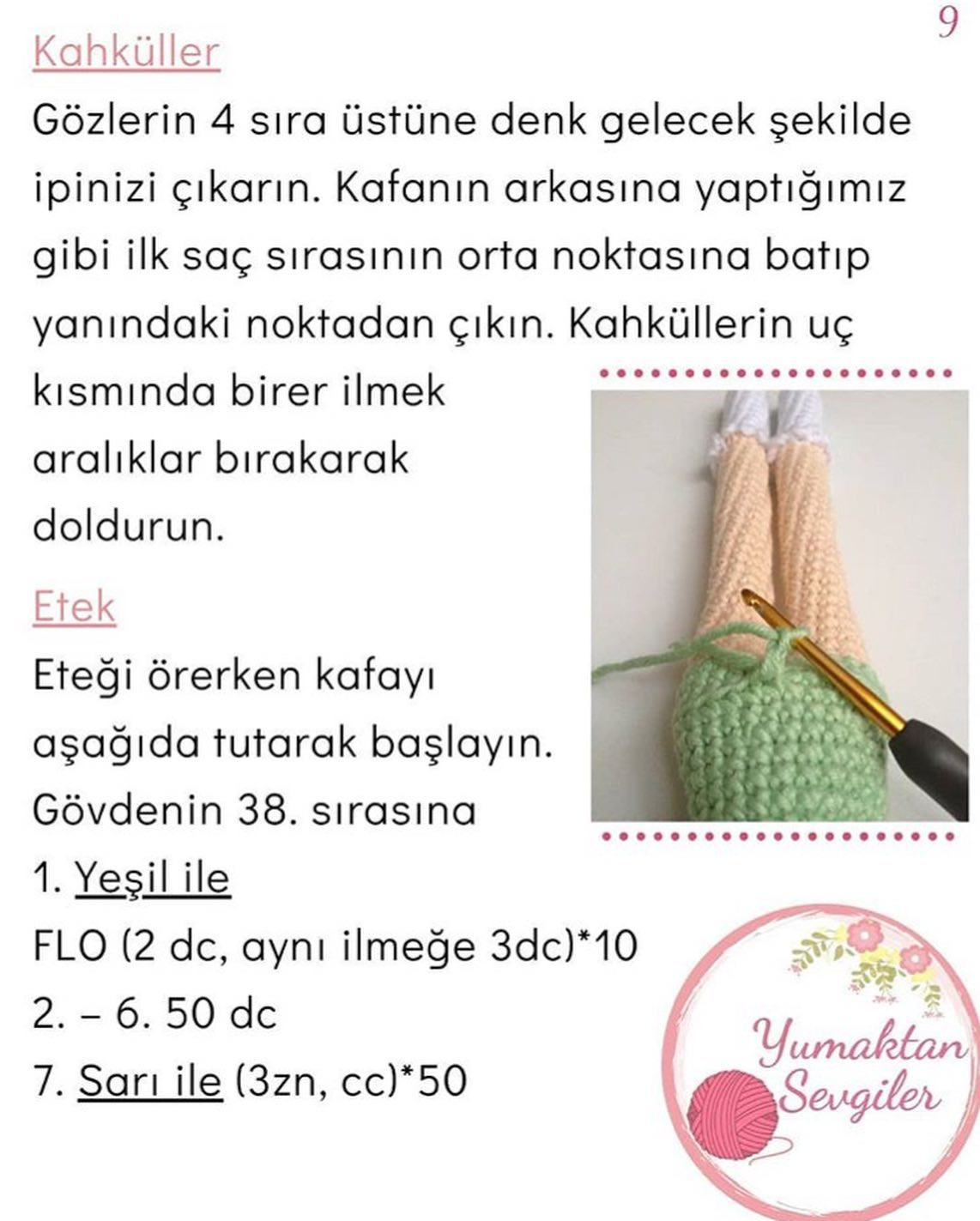 Güzide Bebek - Hướng dẫn móc len búp bê mặc váy xanh lá và tóc nâu