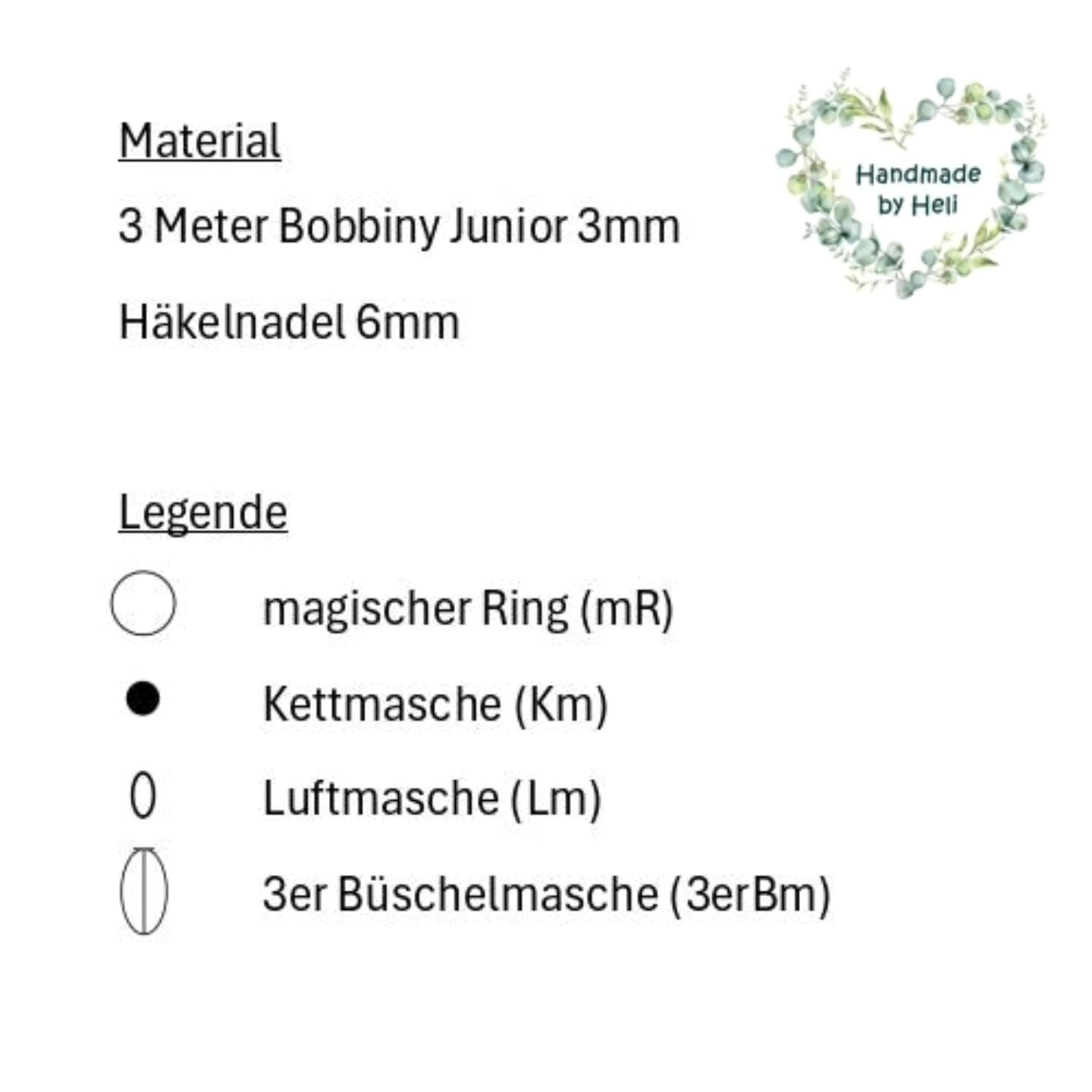 Häkelanleitung für Blüten: Anleitung, Legende und Chart für rosa, beige und weiße Häkelblumen mit Bobbiny Junior Garn