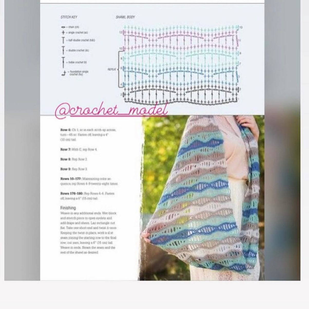 Hàn Quốc mẫu móc len khăn choàng shawl, chart hướng dẫn chi tiết cách móc