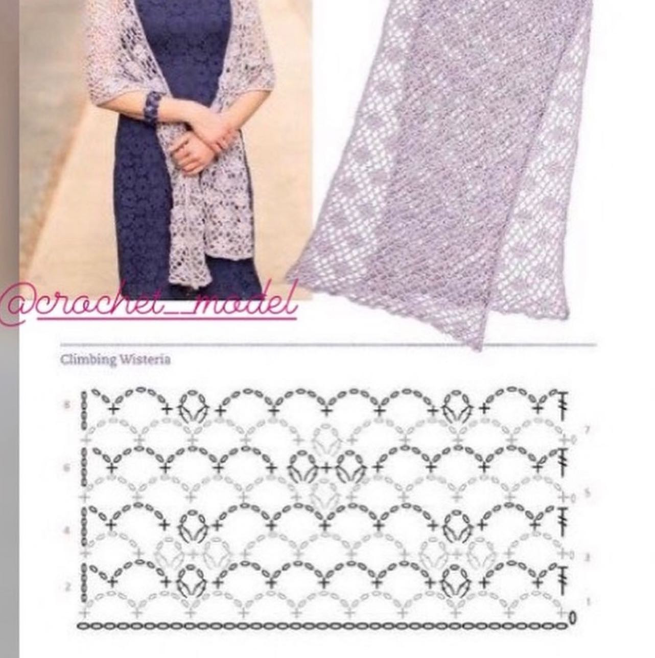 Hàn Quốc mẫu móc len khăn choàng shawl, chart hướng dẫn chi tiết cách móc