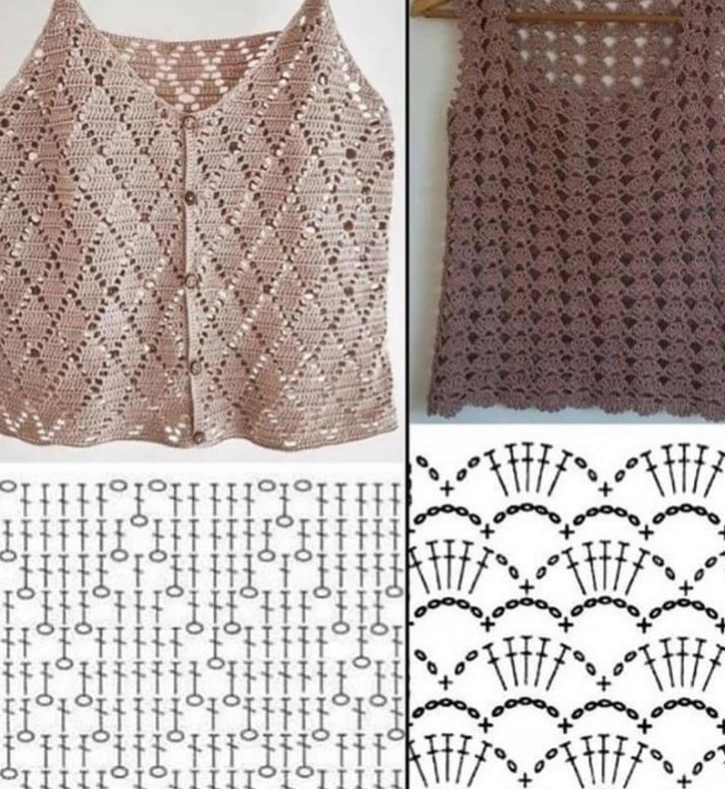 Hàng loạt bảng chart móc len áo cánh và mẫu hoa văn đẹp