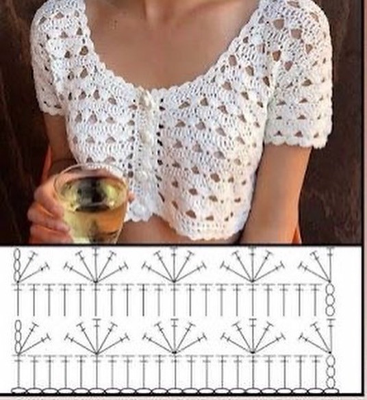 Hàng loạt bảng chart móc len áo cánh và mẫu hoa văn đẹp
