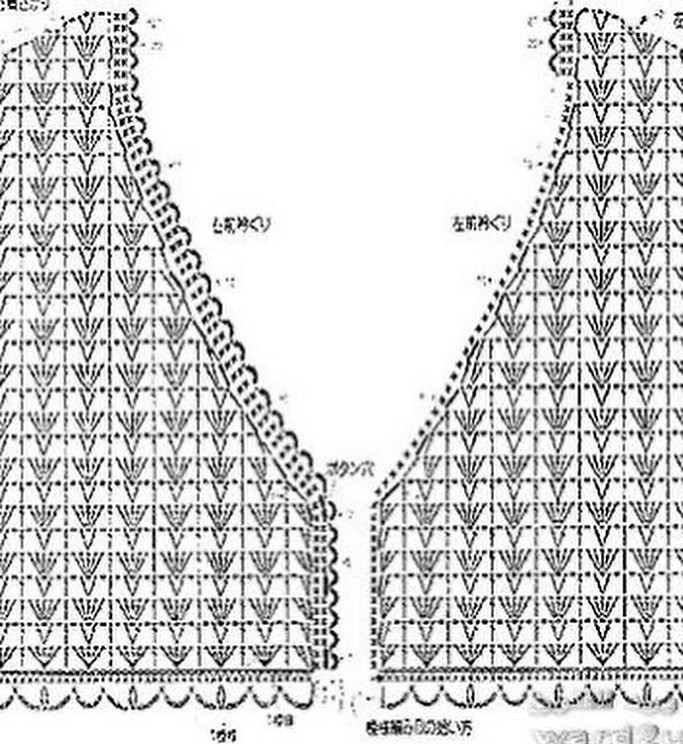 Hàng loạt bảng chart móc len áo cánh và mẫu hoa văn đẹp