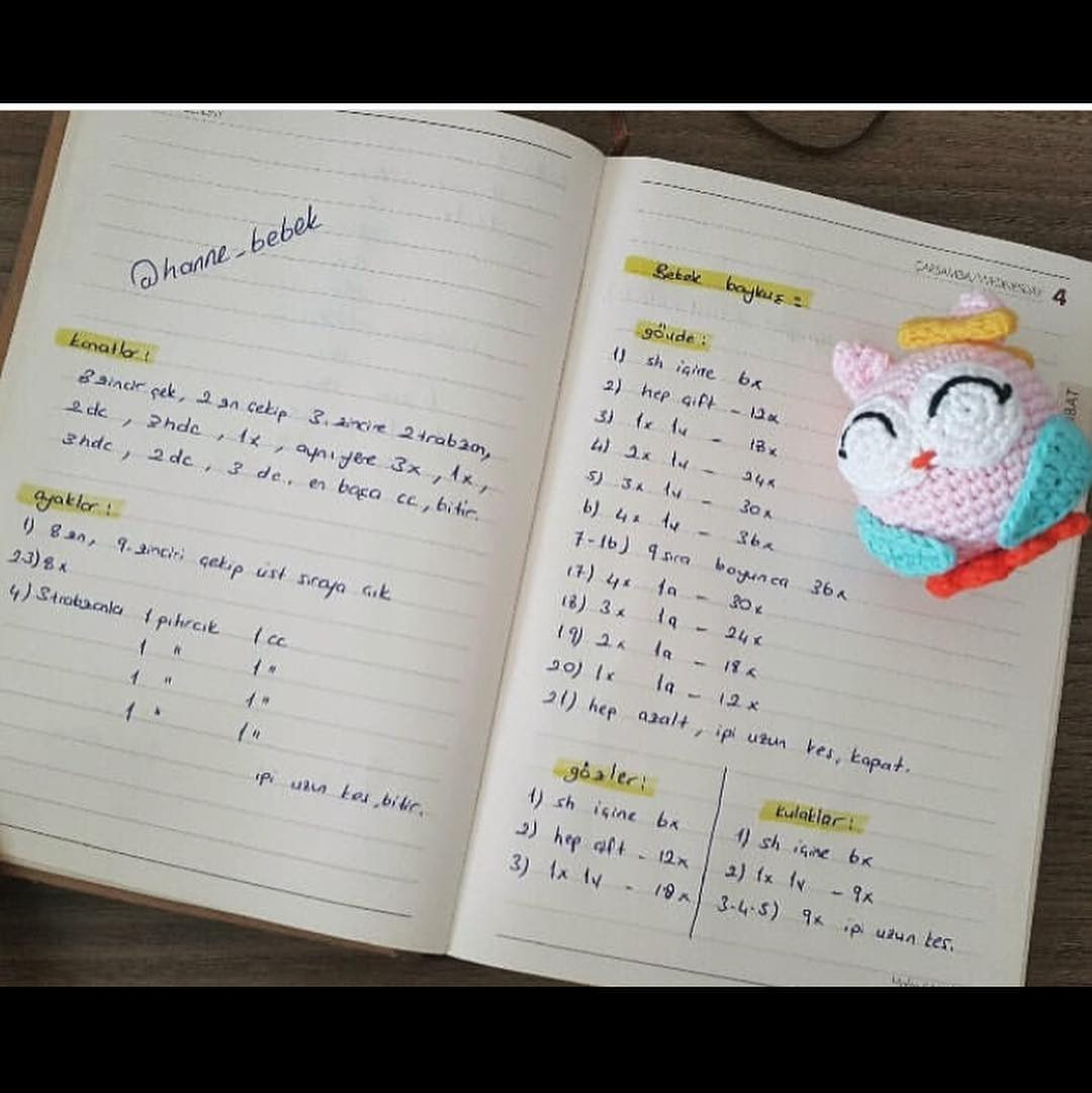 Hanne Bebek - Hướng dẫn móc len chim cú Amigurumi dễ thương màu hồng