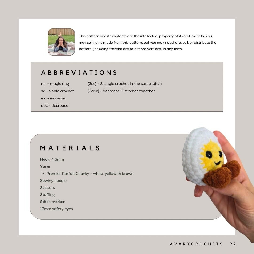 Happy Boiled Egg Amigurumi Free Crochet Pattern by AvaryCrochets