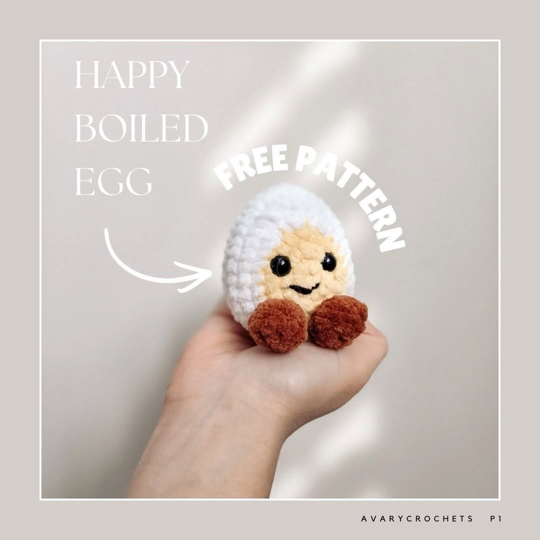 Happy Boiled Egg Amigurumi Free Crochet Pattern by AvaryCrochets