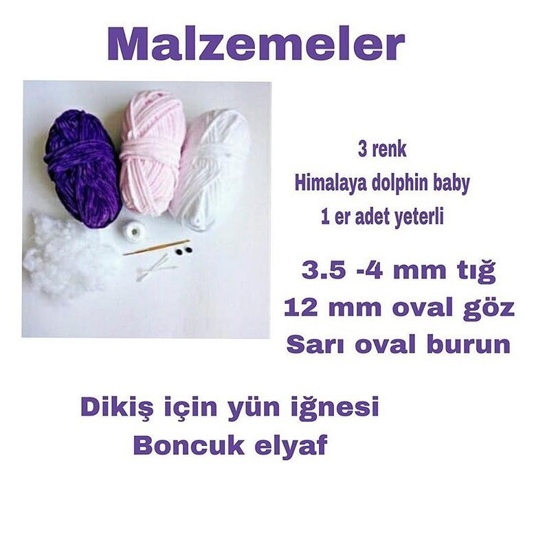 Hello Kitty Amigurumi Crochet Pattern: White, Pink & Purple Doll with Dress and Ears Instructions