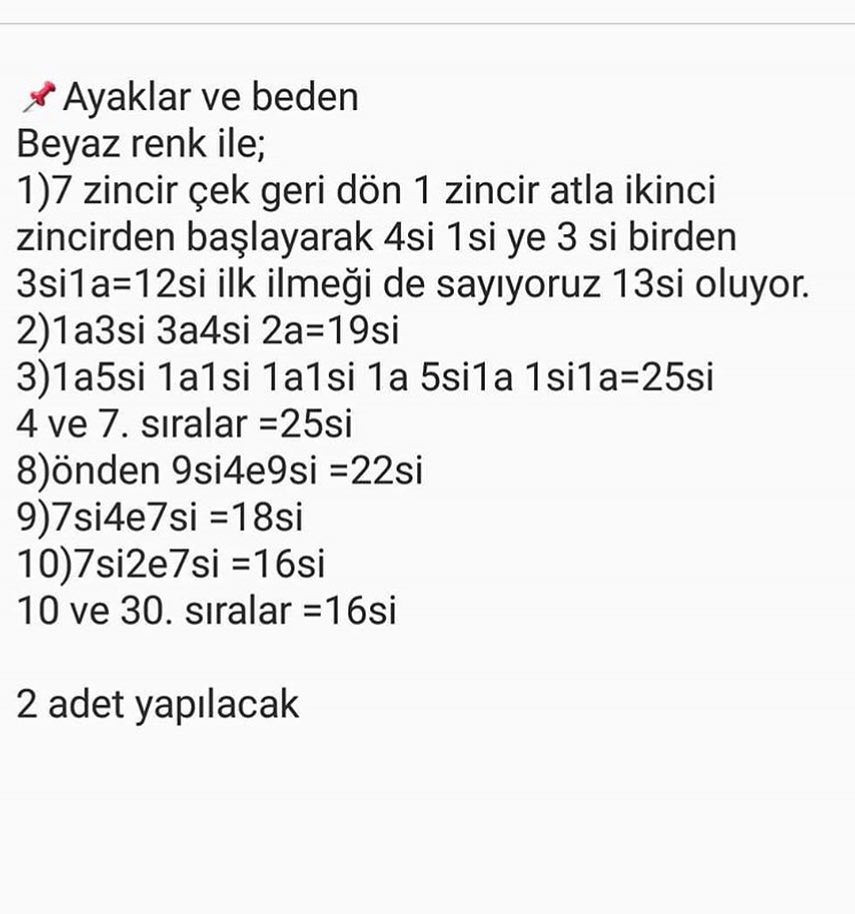 Hello Kitty Amigurumi Tarifi: Kafa, Ayaklar ve Beden, Gövde, Kollar